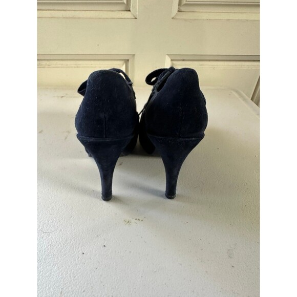 Pedro Garcia Lady Stack Rizzo Blue Nylon Suede Lace Up Italian Ankle Boots US 7 - Picture 4 of 12